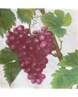 afbeelding servet met blauwe druiventros en bladeren