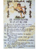 afbeelding wandtegel met de 10 voorschriften van de wijnwet in het Spaans 